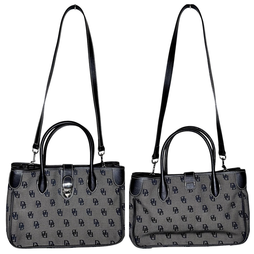 Dooney & Bourke Signature Double Handle Tote Bag Small Black Vintage Purse - Picture 3 of 16